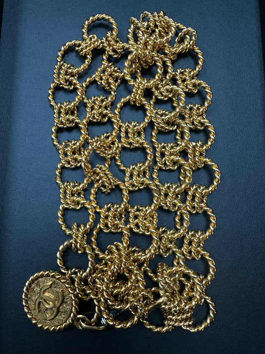 Chanel Vintage 92 Gold-plated Large Thick Buckle Gold Coin Waist Chain