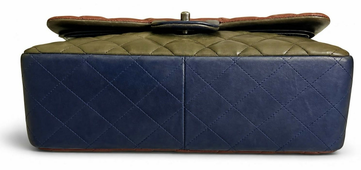 Chanel 13A Edinburgh TriColor Quilted Lambskin Jumbo Classic Double Flap Bag
