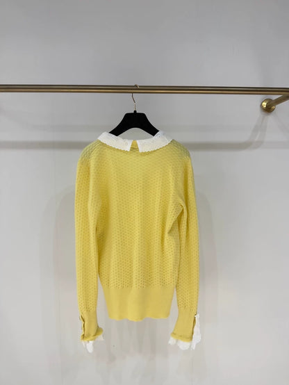 Chanel 24A Lemon Yellow Cashmere Knit Sweater