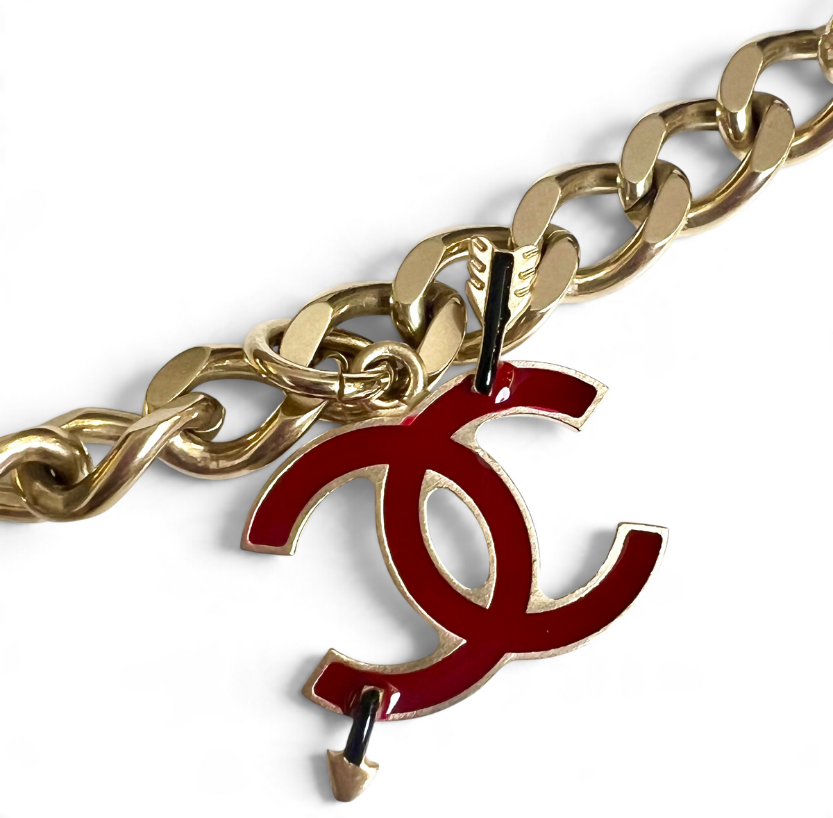 Chanel 10P Coco Hearts Motorcycle Charms Chain Link Necklace/Belt Gold hardware