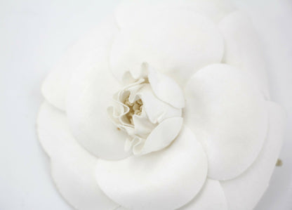Chanel Vintage 81-85 Canvas White Camellia Brooch