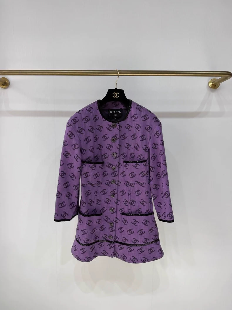 Chanel 22S purple denim cc jacket