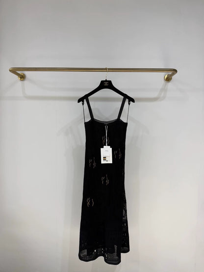 Chanel 26C Black Camellia Knit Dress