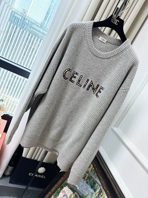 Celine grey long-sleeved knit sweater