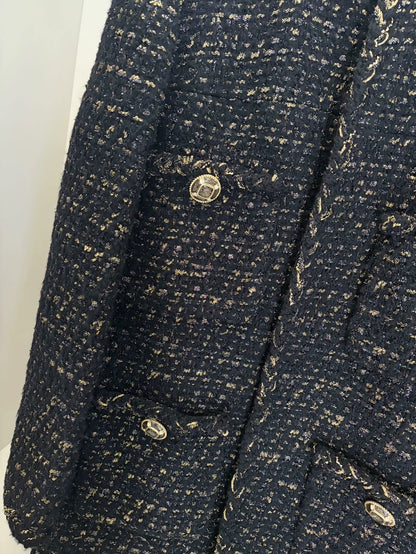 Chanel 19A Black and Gold Tweed Jacket