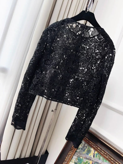 Chanel 24S black lace jacket