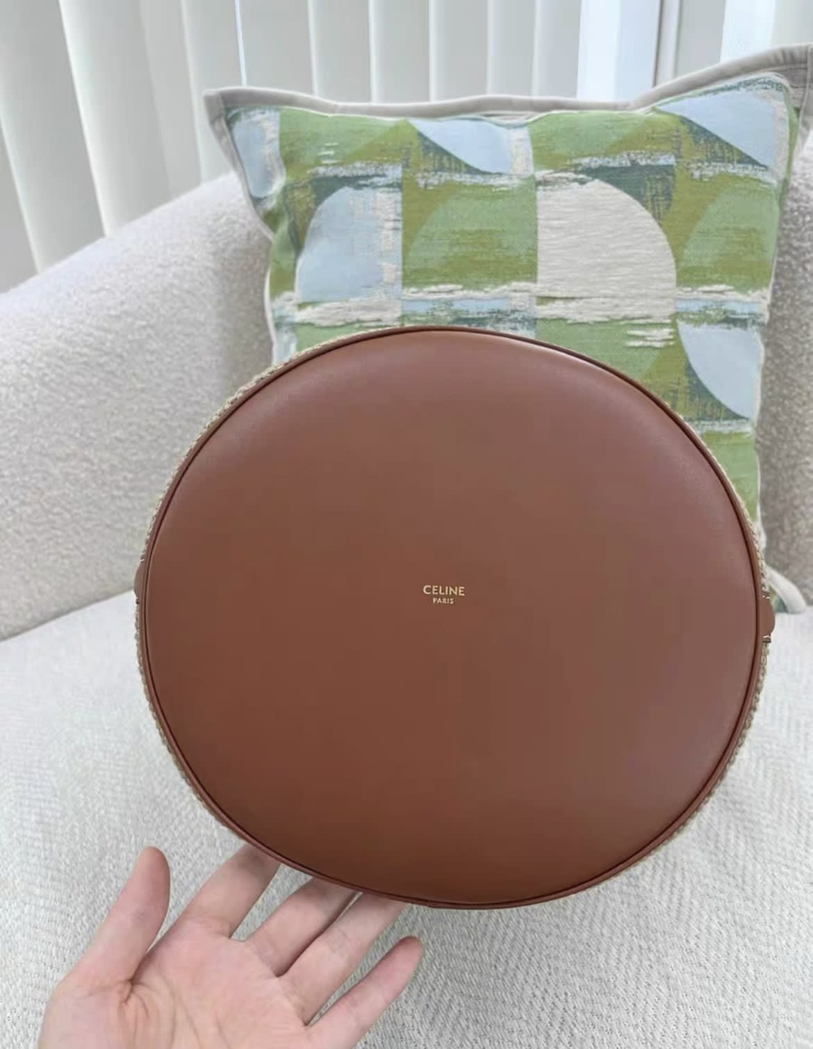celine バブーシュ36 Celine Beige Bucket 16 Bag In Textile With Celine Jacquard