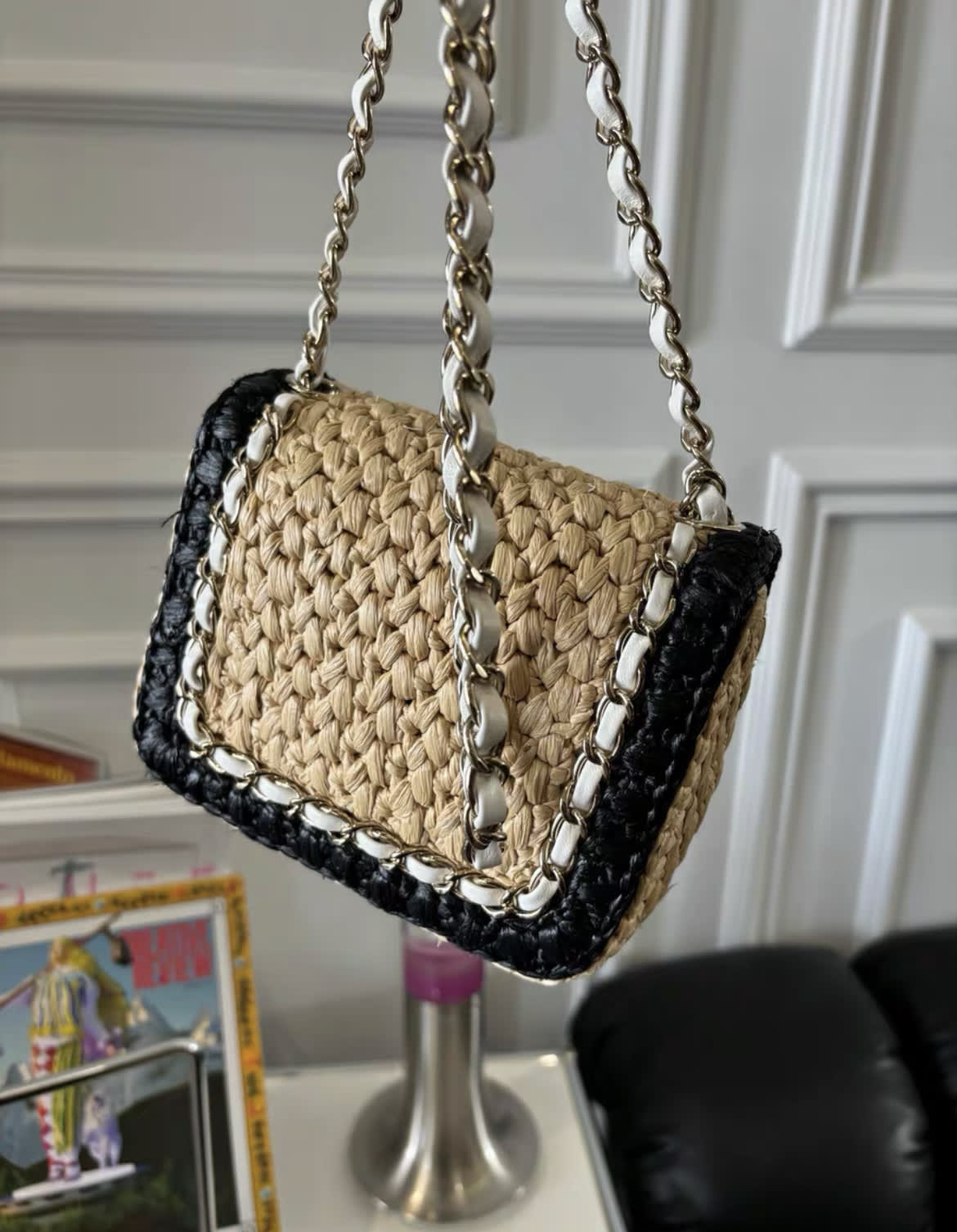 CHANEL 24C VENICE BEACH BRAIDED MINI RAFFIA FLAP BAG