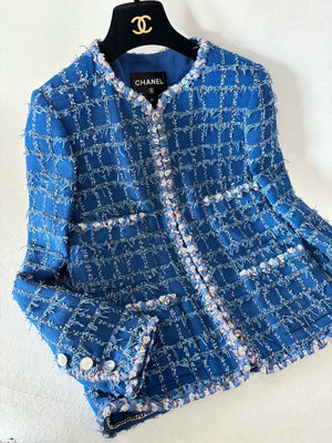 Chanel 23C Blue Tweed Jacket