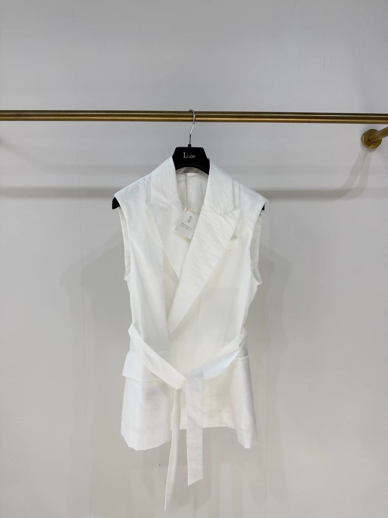Brunello Cucinelli 2026 white vest cardigan