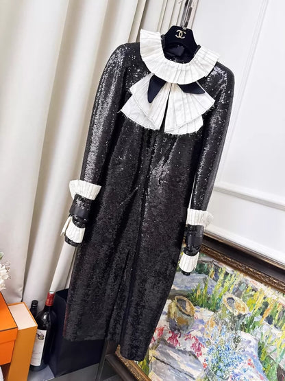 Chanel 2009 black sequined long-sleeved dress