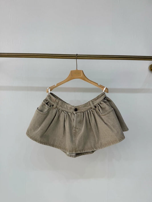 Miu Miu Fall/Winter 2024 Khaki Denim Mini Skirt
