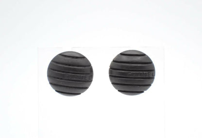 Chanel Vintage 99A Wooden Black Stripe Round Stud Earrings