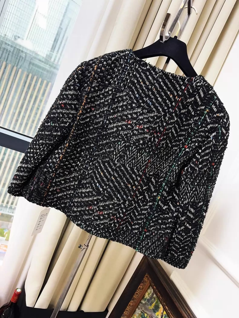Chanel 23b black tweed jacket w