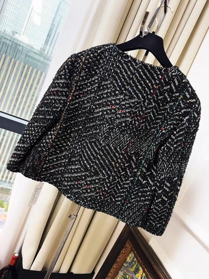 Chanel 23b black tweed jacket w