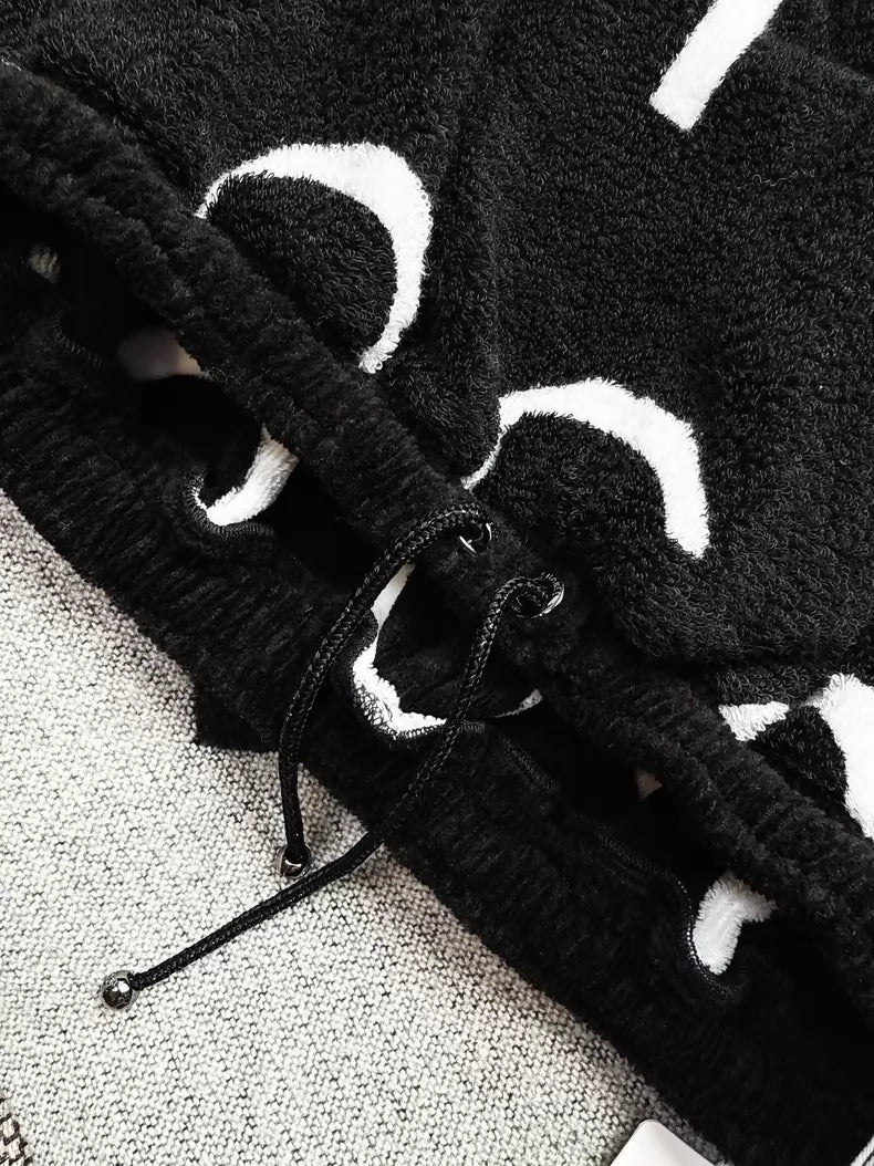 Chanel 23M black and white CC terry cloth top