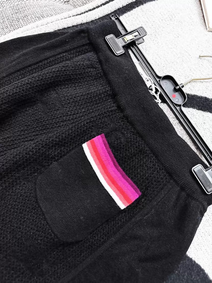 Chanel 24C cashmere knit shorts, black with pink trim