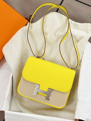Hermès Constance 19 Jaune Soufre / Candy Yellow Chevre / Goatskin Leather with Palladium Hardware U Stamp