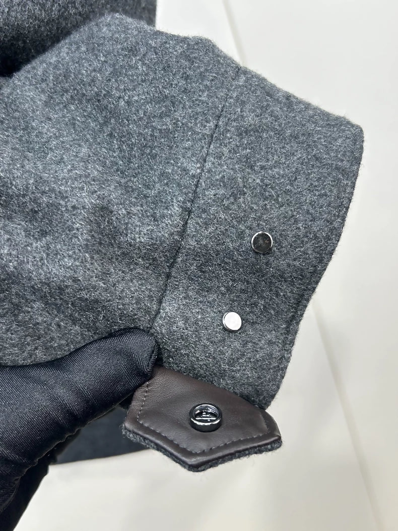 Loro Piana grey fur hooded coat