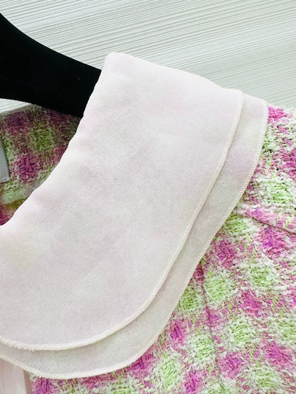 Chanel 25p pink and white tweed shirt