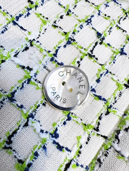 Chanel 26p check green tweed shirt jacket