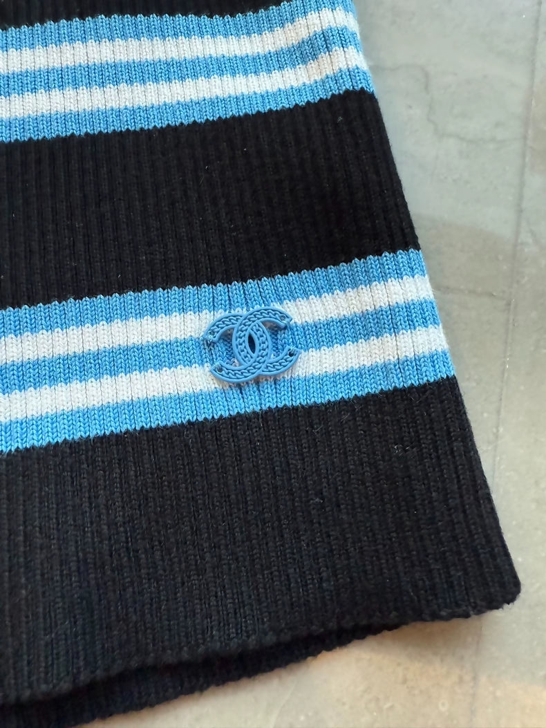 Chanel 24A striped blue and black top