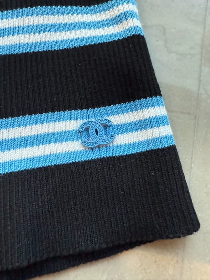 Chanel 24A striped blue and black top