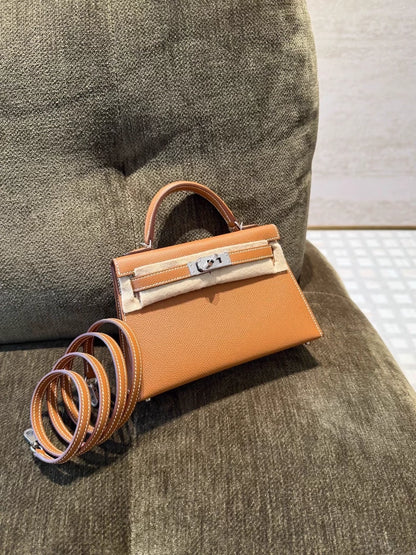 Hermes Mini kelly 20 gold Epsom leather palladium hardware