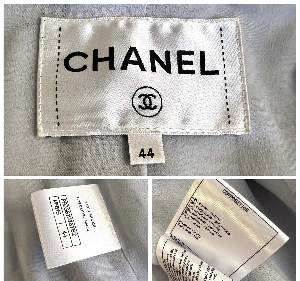 Chanel 19C La Pausa Baby Blue Tweed Jacket Coat FR 44