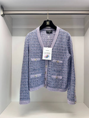 Chanel 25B Purple Knit Cardigan