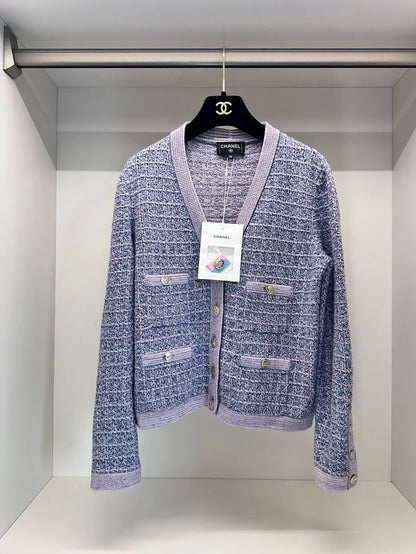 Chanel 25B Purple Knit Cardigan