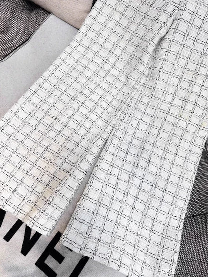 Chanel 20p wide-leg pants in black and white