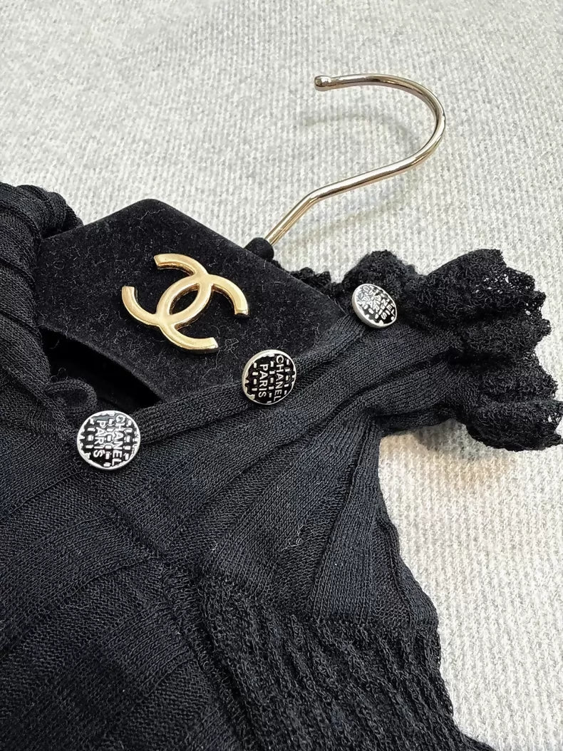 Chanel 16B Black Knit Top