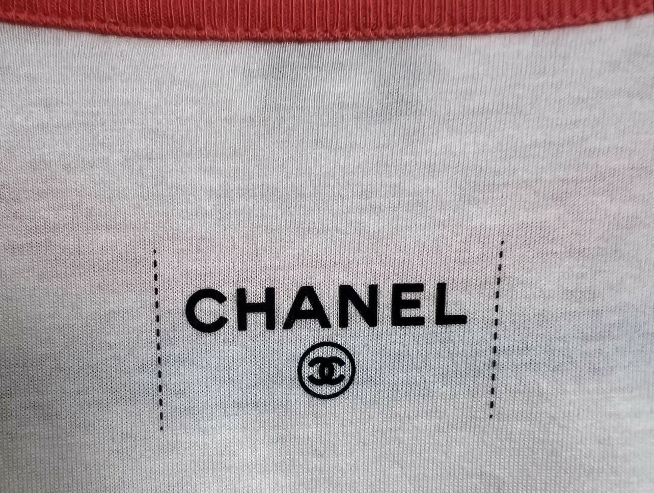 Chanel 17C CC Viva Coco Cuba Libre Baby Blue Multicolor Tee Shirt Size M