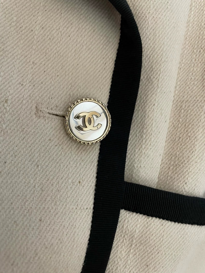 Chanel 21Secru denim oversized jacket with chanel lettering