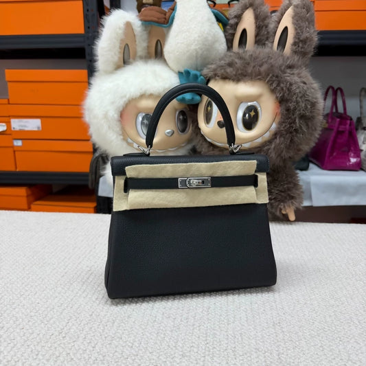 Hermes Kelly 25 Black Togo Leather palladium hardware