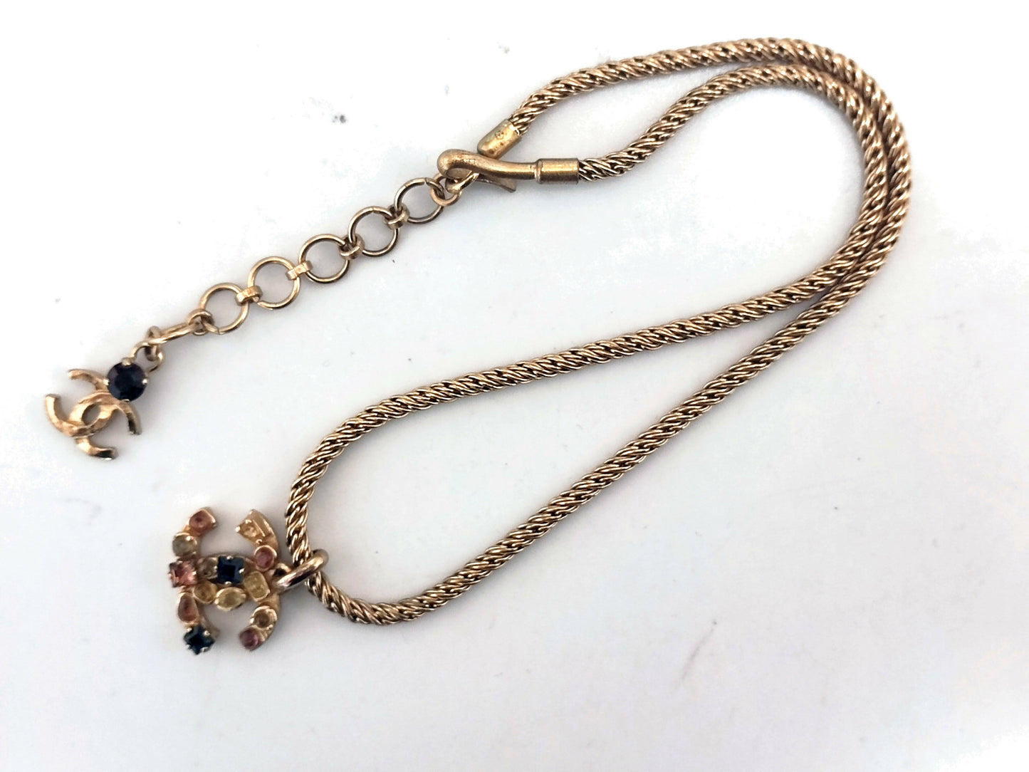 Chanel Vintage 01A Gripoix Multicoloured Coco Mark Necklace