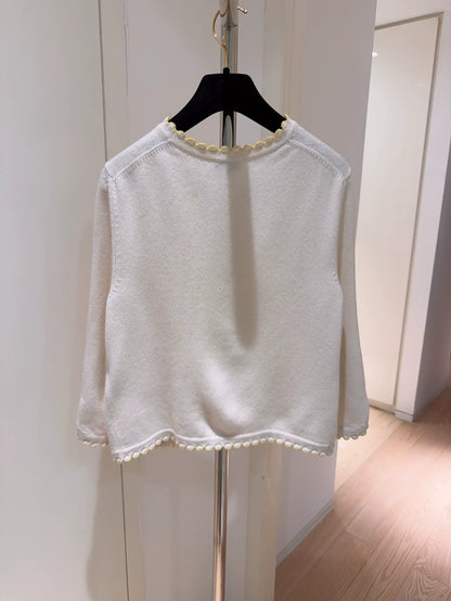 Chanel 25C Early Spring Resort Off-White Cashmere Knit Cardigan