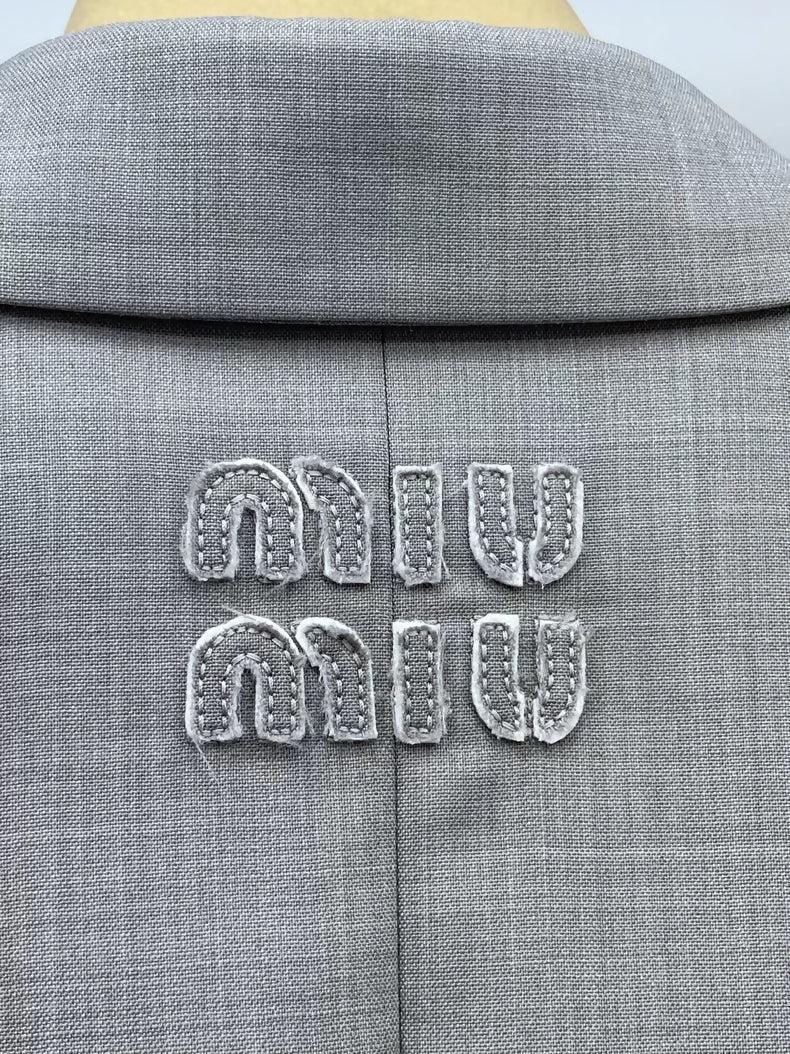 Miu Miu logo patch suit jacket