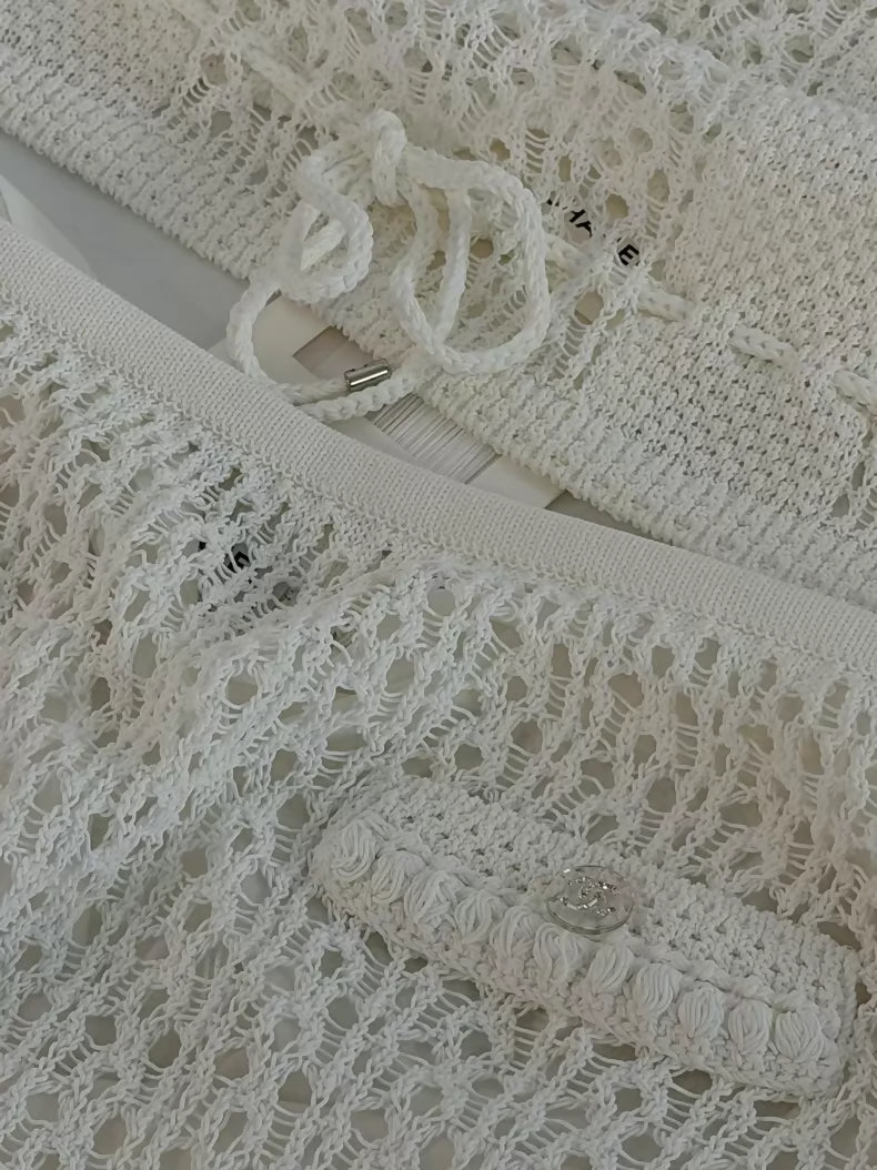 Chanel 26C white knit top and skirt  Set