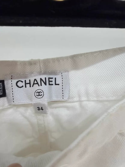Chanel 24N white jeans with double C logo