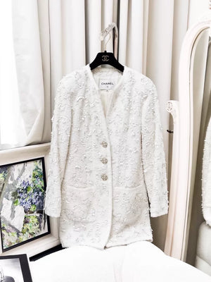 Chanel 19S white sequined terry cloth jacket