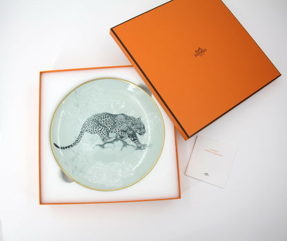 Hermes Green and Gold Porcelain Carnets d’Equateur Dessert Plates