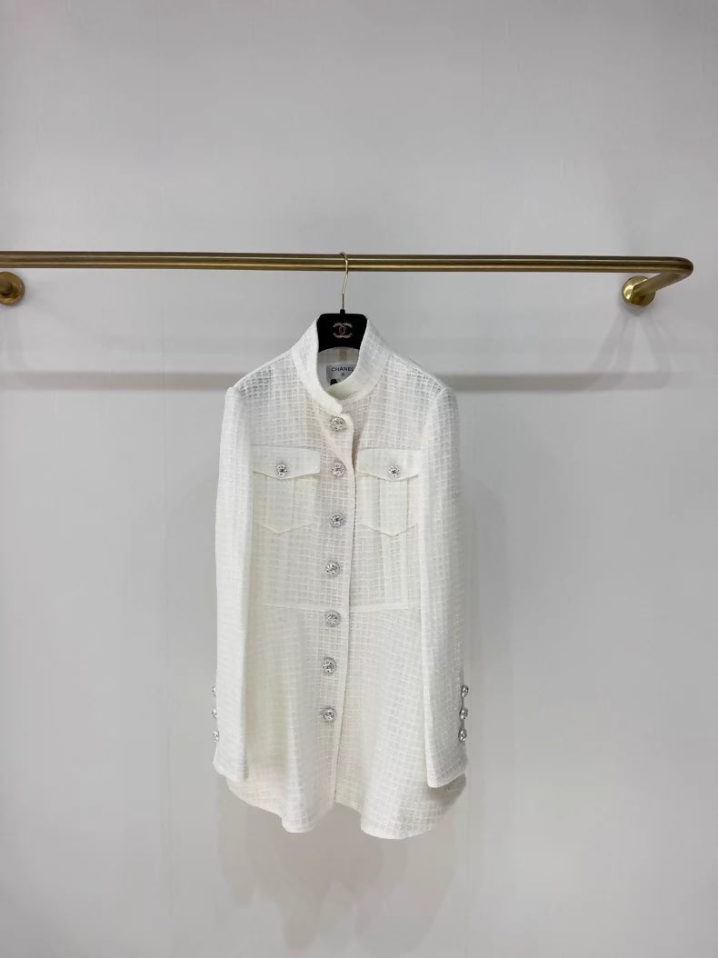 Chanel 23S white tweed dress