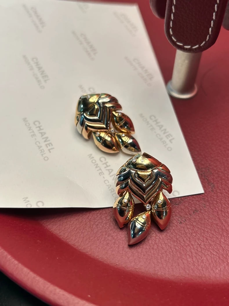 bvlgari Antique Fish Collection Tricolor Gold Earrings