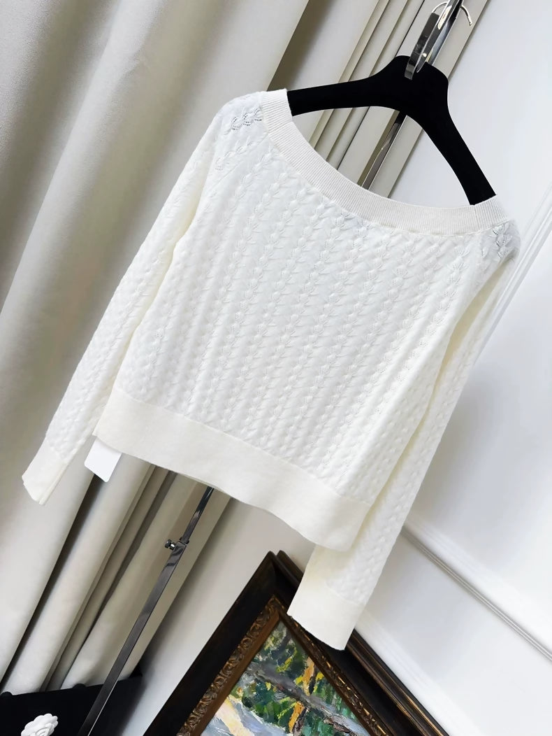 Chanel 24B white cashmere sweater