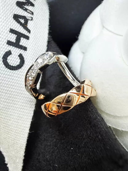 Chanel Coco Crush 18K Two-Tone Quilted Diamond-Set White Gold Single Earring