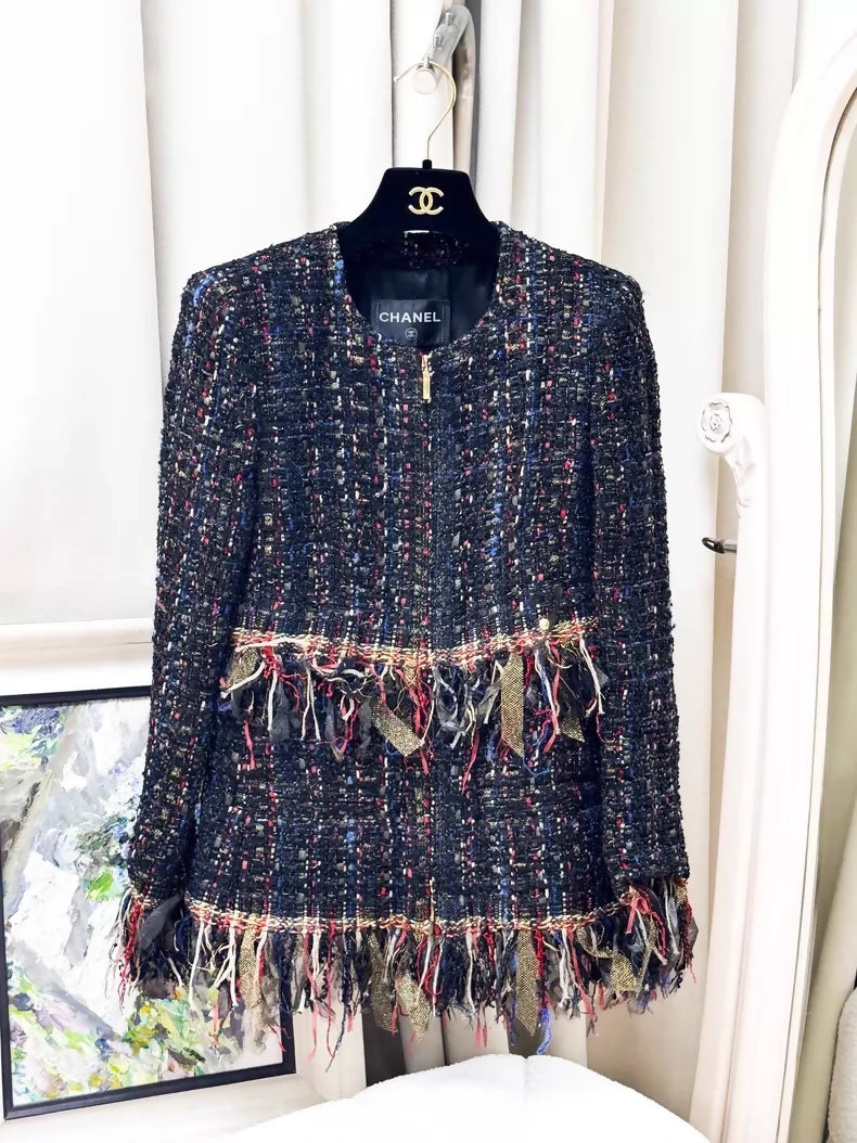 Chanel 17C Multicolor Tassel tweed Jacket