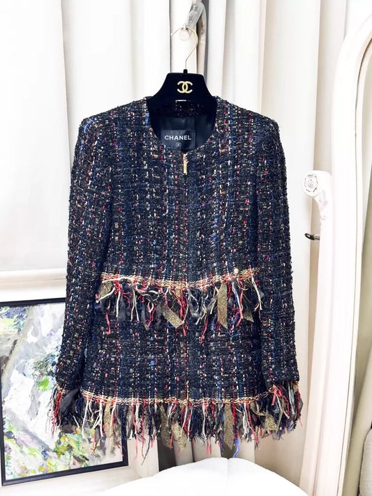 Chanel 17C Multicolor Tassel tweed Jacket