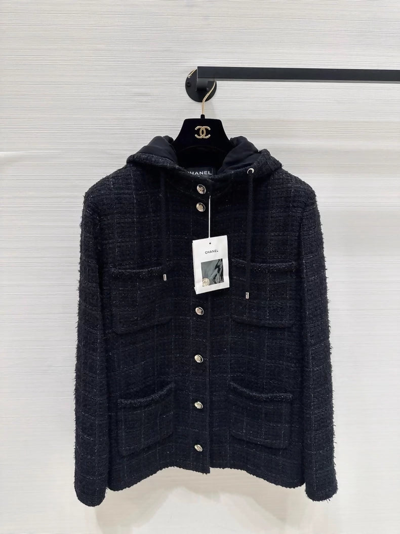 Chanel 25B black hooded jacket